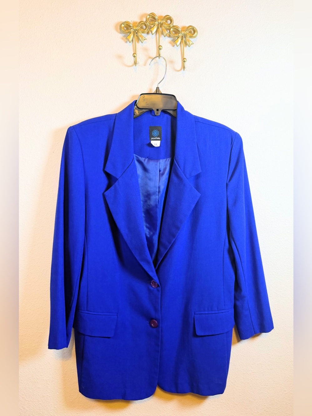 Panther Vintage Royal Blue Single-Breasted Blazer. Size 14